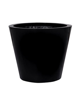 Кашпо Fiberstone glossy black bucket (Pottery Pots) - фото 19084