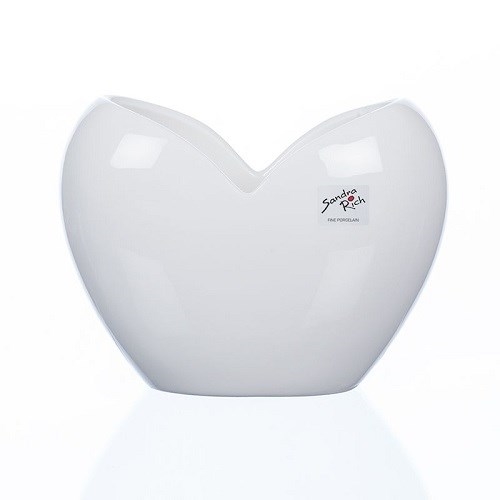 Ваза керамическая Сердце L15 W9 H11 см белая - фото 38187