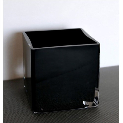 Ваза стеклянная Куб черная - фото 38498