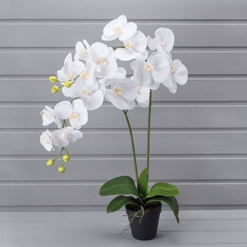 ЦИ60*2/33(з) Орхидея искусственная h60см в кашпо d11см, белая - фото 53974