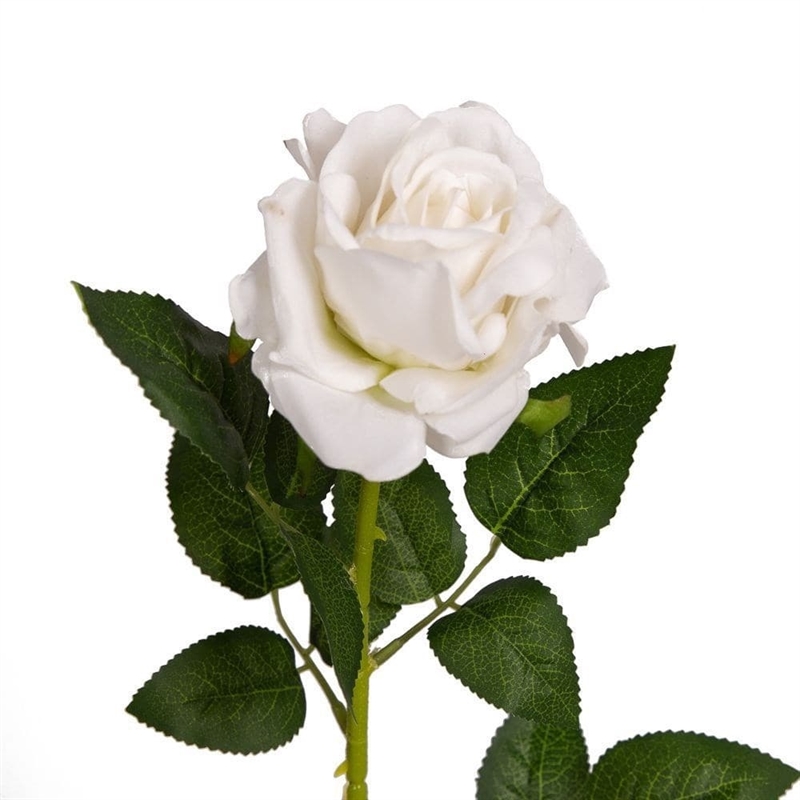 401/0217-23В Роза искусственная бархатная 1 голова, h73см, белая - фото 55427