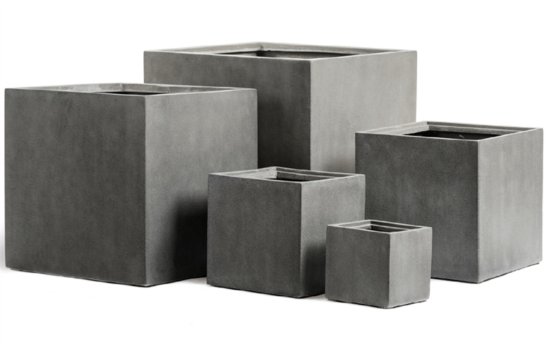 Кашпо TREEZ Effectory Beton куб - тёмно-серый бетон - фото 62712