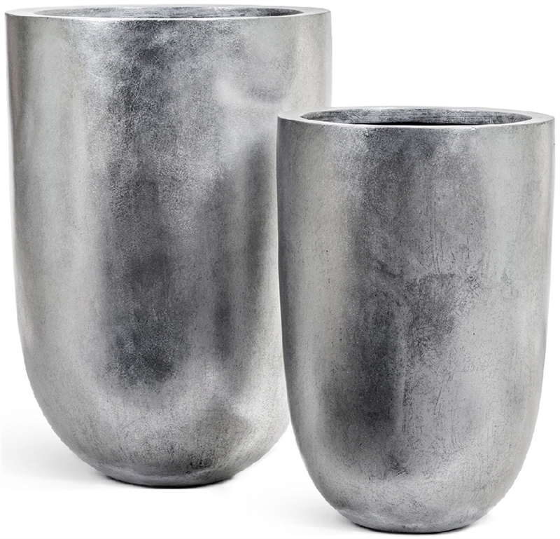 Кашпо TREEZ Effectory Metall высокий конус-чаша серебро - фото 63426