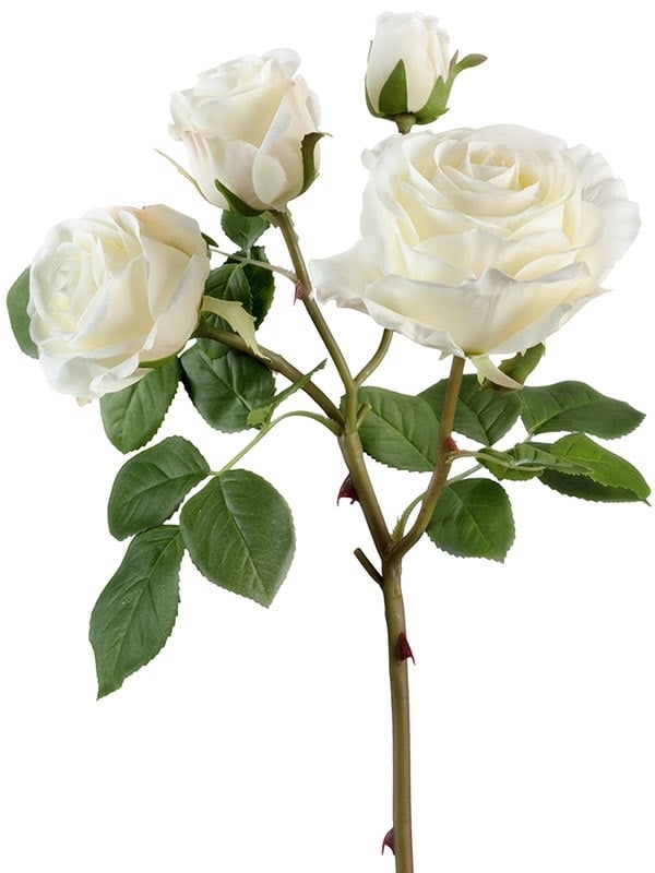 Роза Флорибунда ветвь белая 3цв (искусственная) Treez Collection - фото 65156