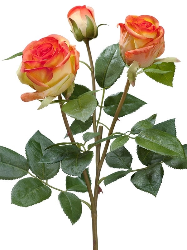 Роза Флорибунда Мидл ветвь золотисто-оранж (искусственная) Treez Collection - фото 65184