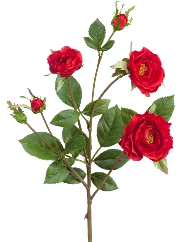 Роза Вайлд ветвь красная (искусственная) Treez Collection - фото 65212