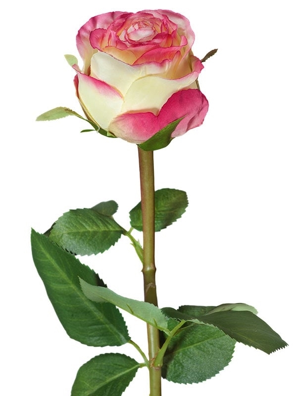 Роза Эсперанса Мидл лимонная с розовой каймой (искусственная) Treez Collection - фото 65219