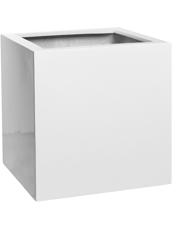 Кашпо Fiberstone glossy white block (Pottery Pots) - фото 66764