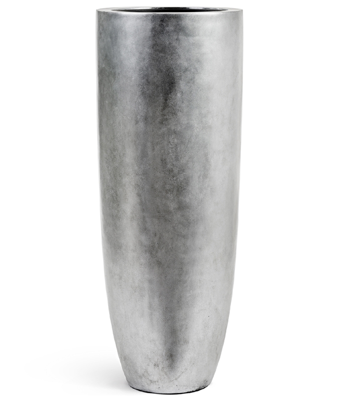 Кашпо TREEZ Effectory Metal - Высокий конус Giant - Серебро - фото 68943