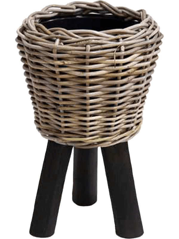 Кашпо Drypot rattan round with black feet (Nieuwkoop Europe) - фото 70063