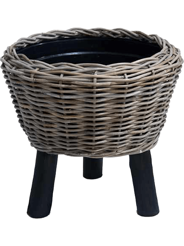 Кашпо Drypot rattan round with black feet (Nieuwkoop Europe) - фото 70064