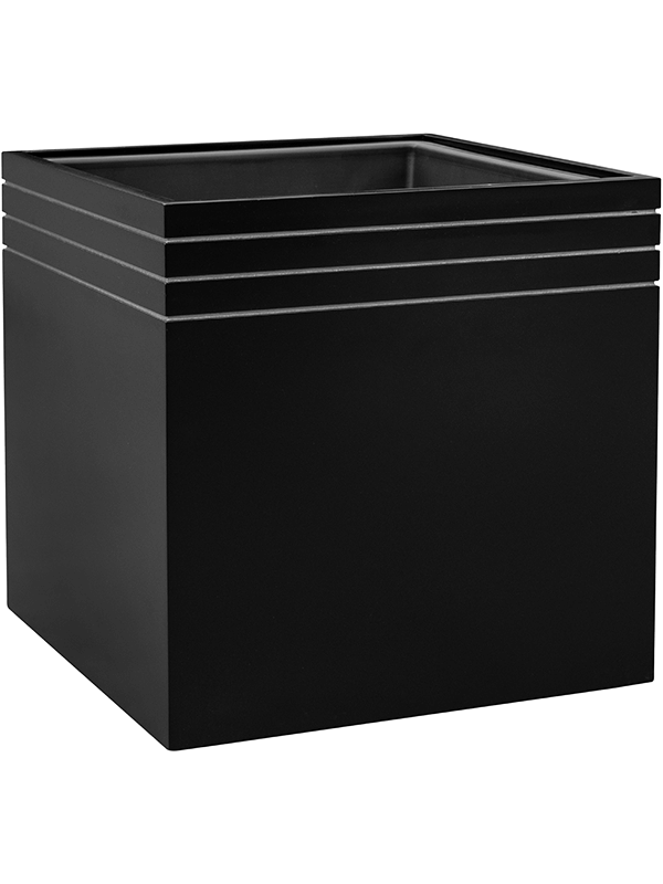 Кашпо Line-up cube matt black with liner and wheelplate (Nieuwkoop Europe) - фото 70232