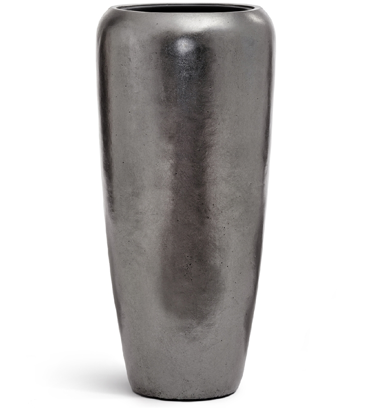 Кашпо TREEZ Effectory Metal Дизайн-конус Стальное серебро - фото 77239