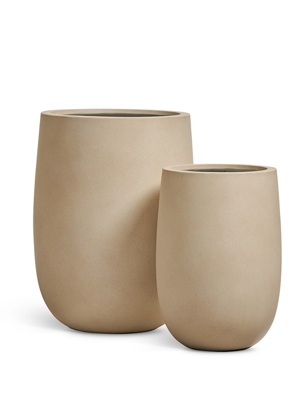 Кашпо TREEZ ERGO Fine Rock Высокая округлая чаша Песок теплый беж 38985 - фото 99769