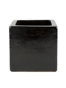 Кашпо Plain cube black shiny (Nieuwkoop Europe) 4658