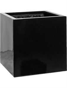 Кашпо Fiberstone glossy black block (Pottery Pots)