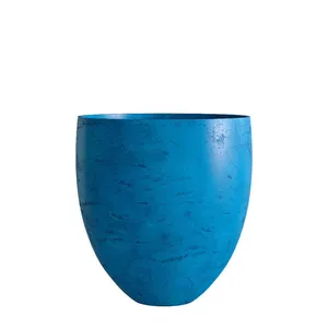 Кашпо CONCRETIKA BARREL COBALT BLUE низкое 23124