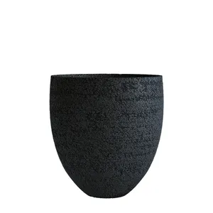 Кашпо CONCRETIKA BARREL EROSIA BLACK низкое 23132