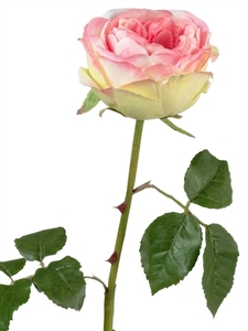 Роза Джема ярко-розовая со св.лаймом (искусственная) Treez Collection
