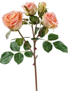 Роза Флорибунда ветвь розово-персиковая 3цв (искусственная) Treez Collection
