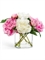 Композиция (искусственная) Бело-розовые Пионы в овальной вазе с водой Treez Collection - фото 65047