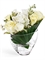 Композиция (искусственная) Розы малые бело-ванильн. в пальмовом листе в стекл.вазе с кристаллами в воде Treez Collection - фото 65065