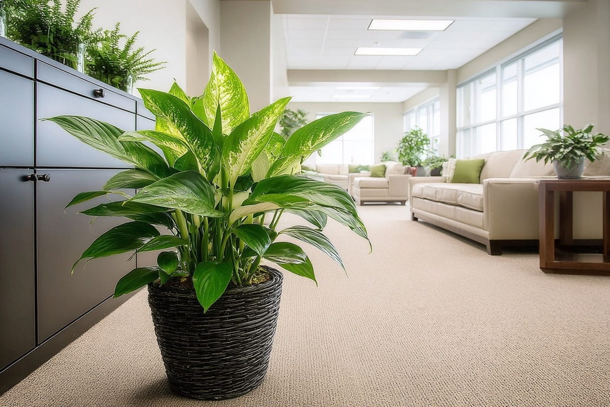 Аглаонема в интерьере офиса