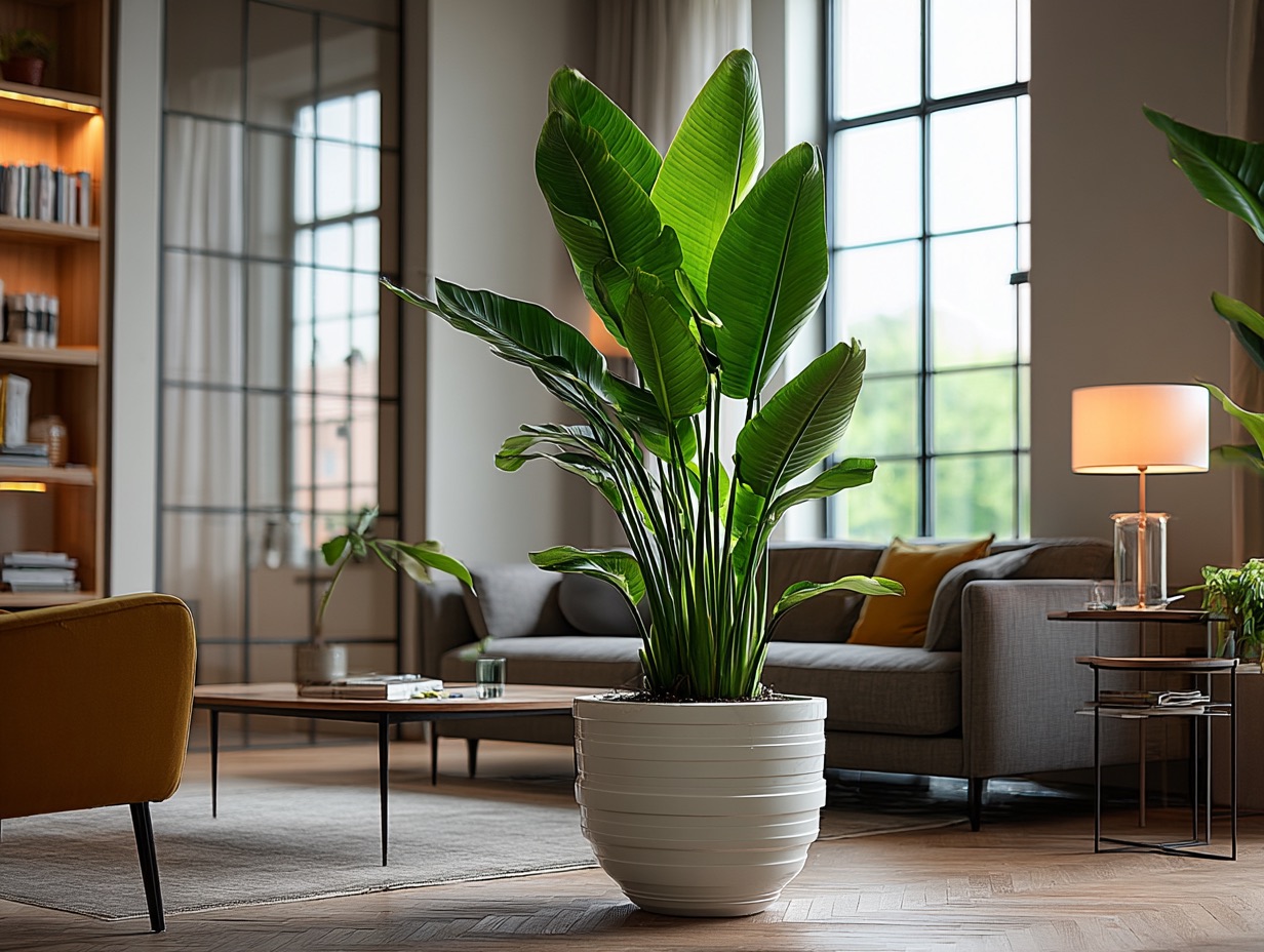 Стрелиция в интерьере гостиной